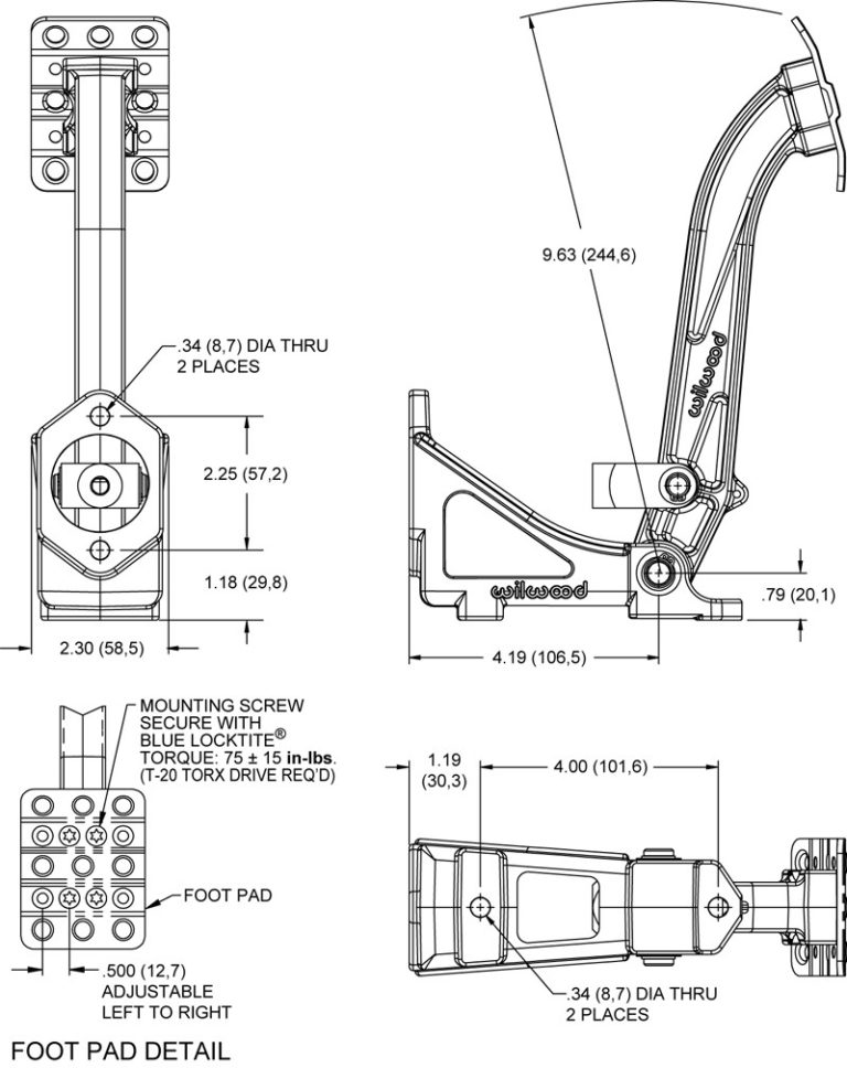 Wilwood Floor Mount Hydraulic Clutch Pedal w/High Volume MC 34013834