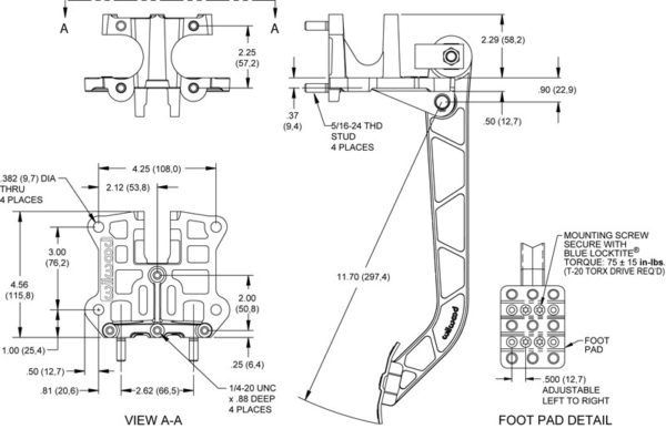 Wilwood Under Dash "Super Pedal" Dual MC Brake Pedal Assembly - Forged - Image 8
