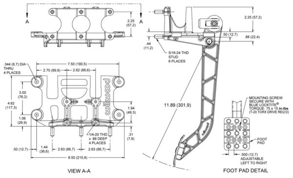 Under Dash Wilwood "Super Pedal" Brake & Clutch Pedal Kit- Forged Arms - Image 3